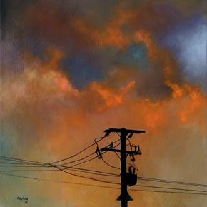 Cables y tensión en el cielo, original Body Graffiti Painting by TOMAS CASTAÑO