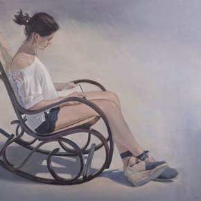 Mujer leyendo en una mecedora , original Paysage Pétrole La peinture par Juan Manuel Álvarez Cebrián