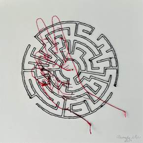 Exercício de Labirintologia #6, original Minimaliste Papier Dessin et illustration par Alexandra de Pinho
