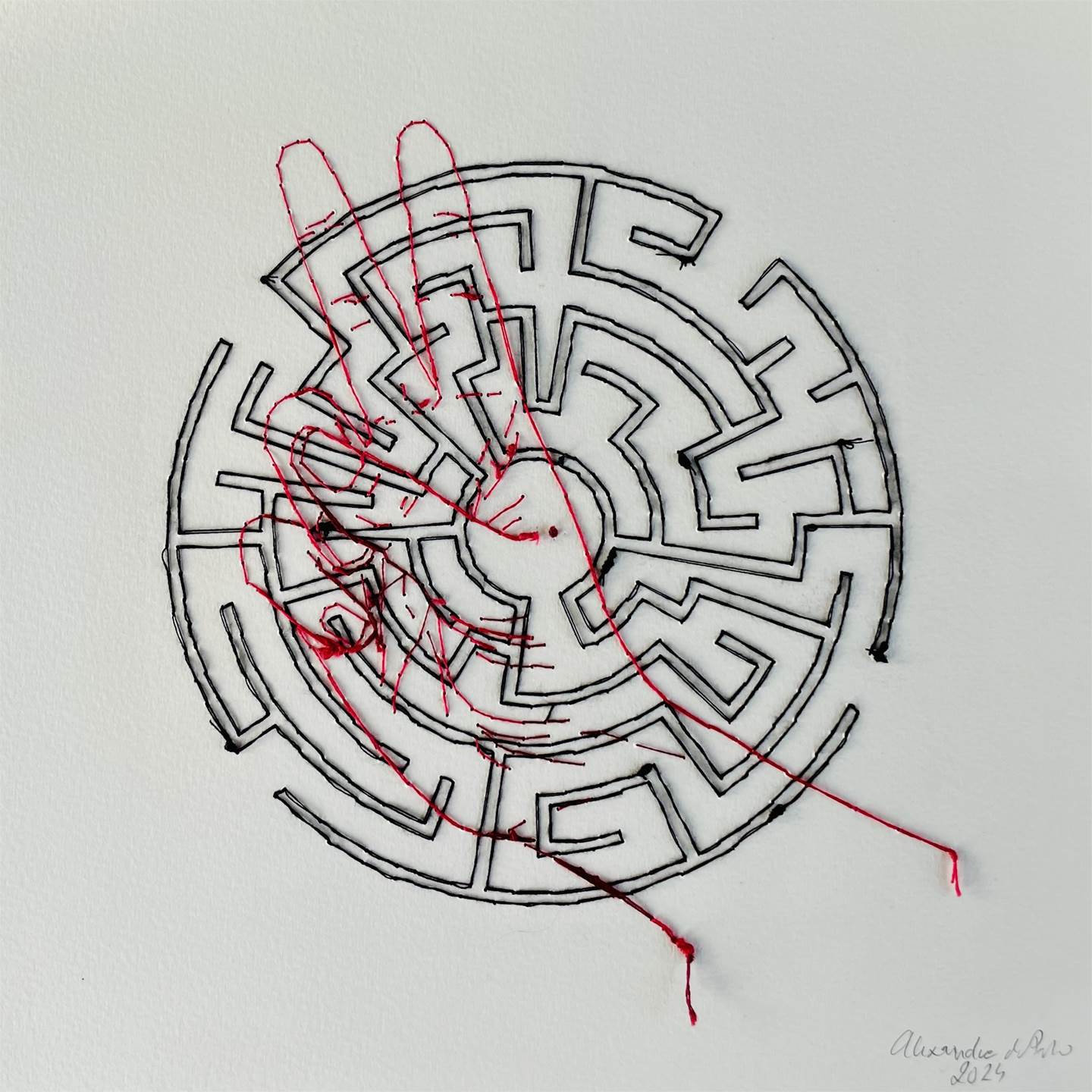 Exercício de Labirintologia #6, original Minimalist Paper Drawing and Illustration by Alexandra de Pinho
