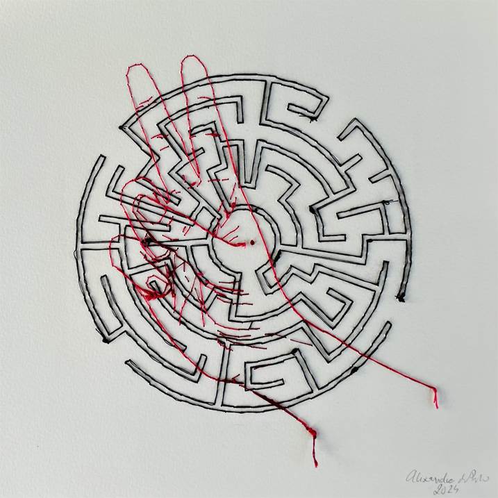 Exercício de Labirintologia #6, original Minimalist Paper Drawing and Illustration by Alexandra de Pinho