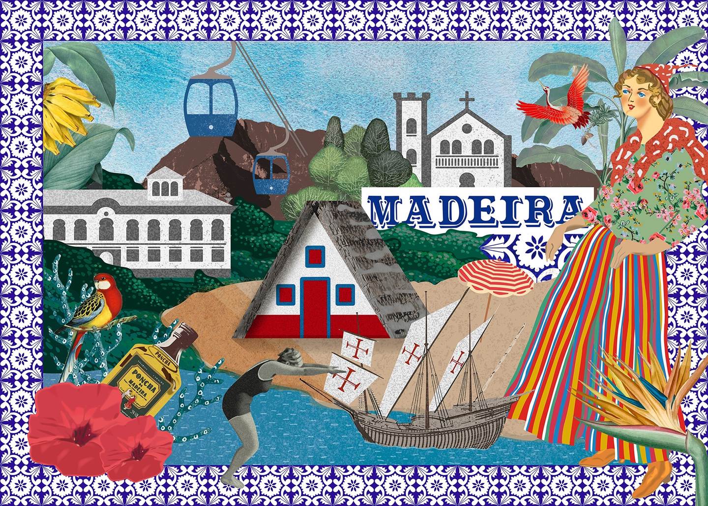 Madeira (Tela), Desenho e Ilustração Tela Paisagem original por Maria João Faustino