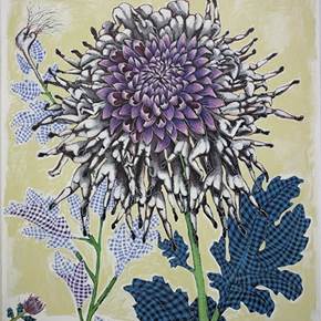 Purple Chrysanthemum, original Gros Technique mixte La peinture par Clara Martins