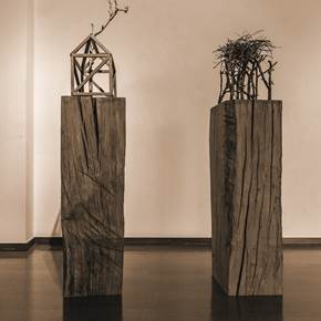 Abrigo I e II, original Abstract Mixed Technique Sculpture by Volker Schnüttgen