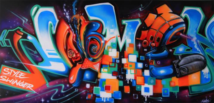 Style Swinger, original Abstract Graffiti Painting by Nomen Nuno