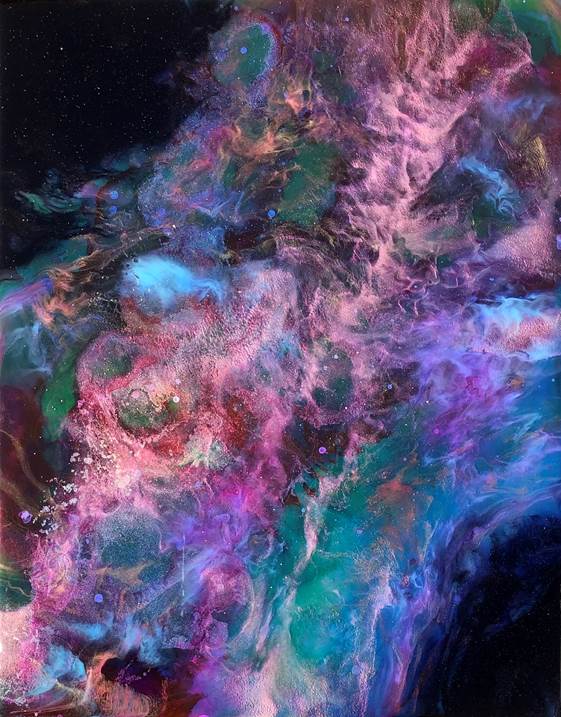Rosette Nebula: Blooming Darkness, Pintura Técnica Mista Animais original por Tiffani Buteau