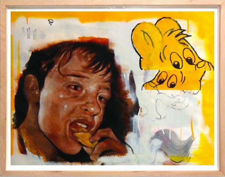 Yellow Cookie, original Animals Acrylic Painting by David Rosado