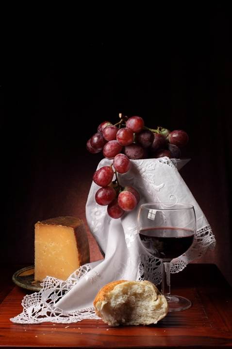 Bodegón del queso y las uvas, Fotografia Digital Natureza Morta original por Cecilia Gilabert