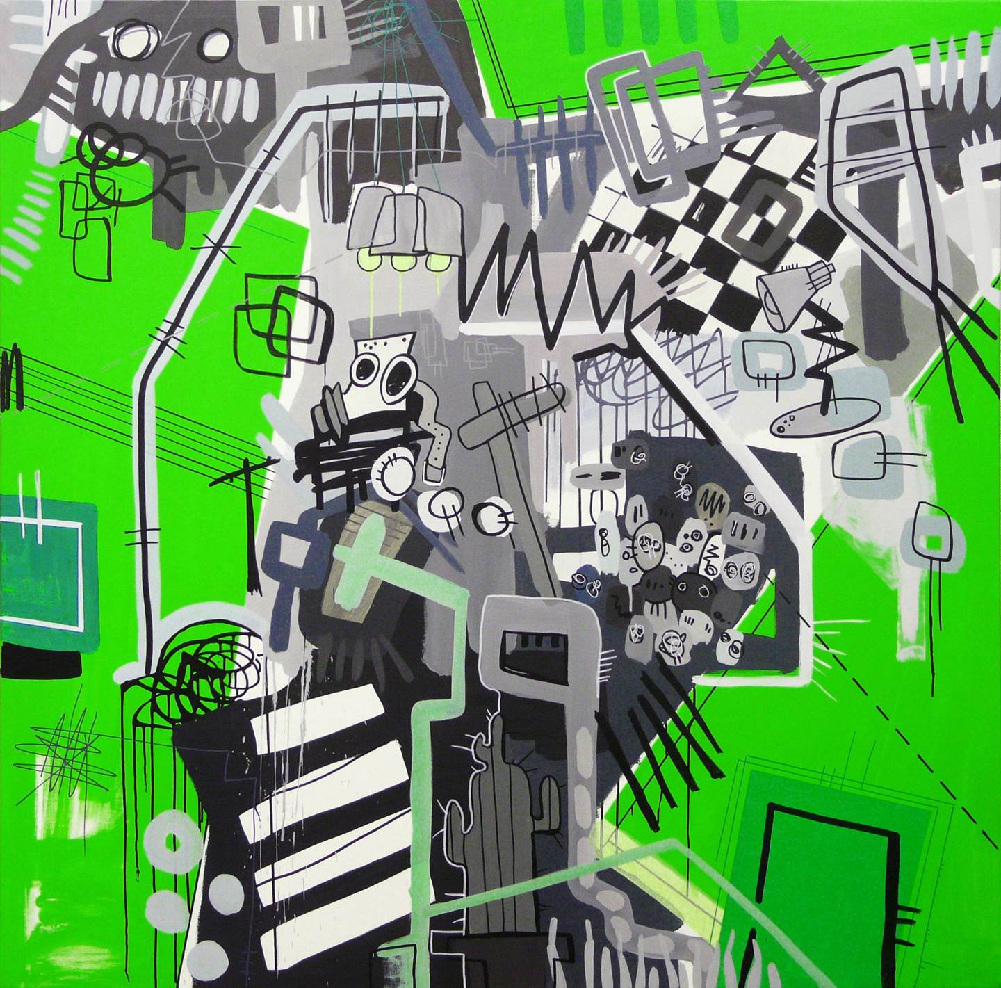 Verde paradoja un tanto gris I, original Abstract Mixed Technique Painting by Rafa López