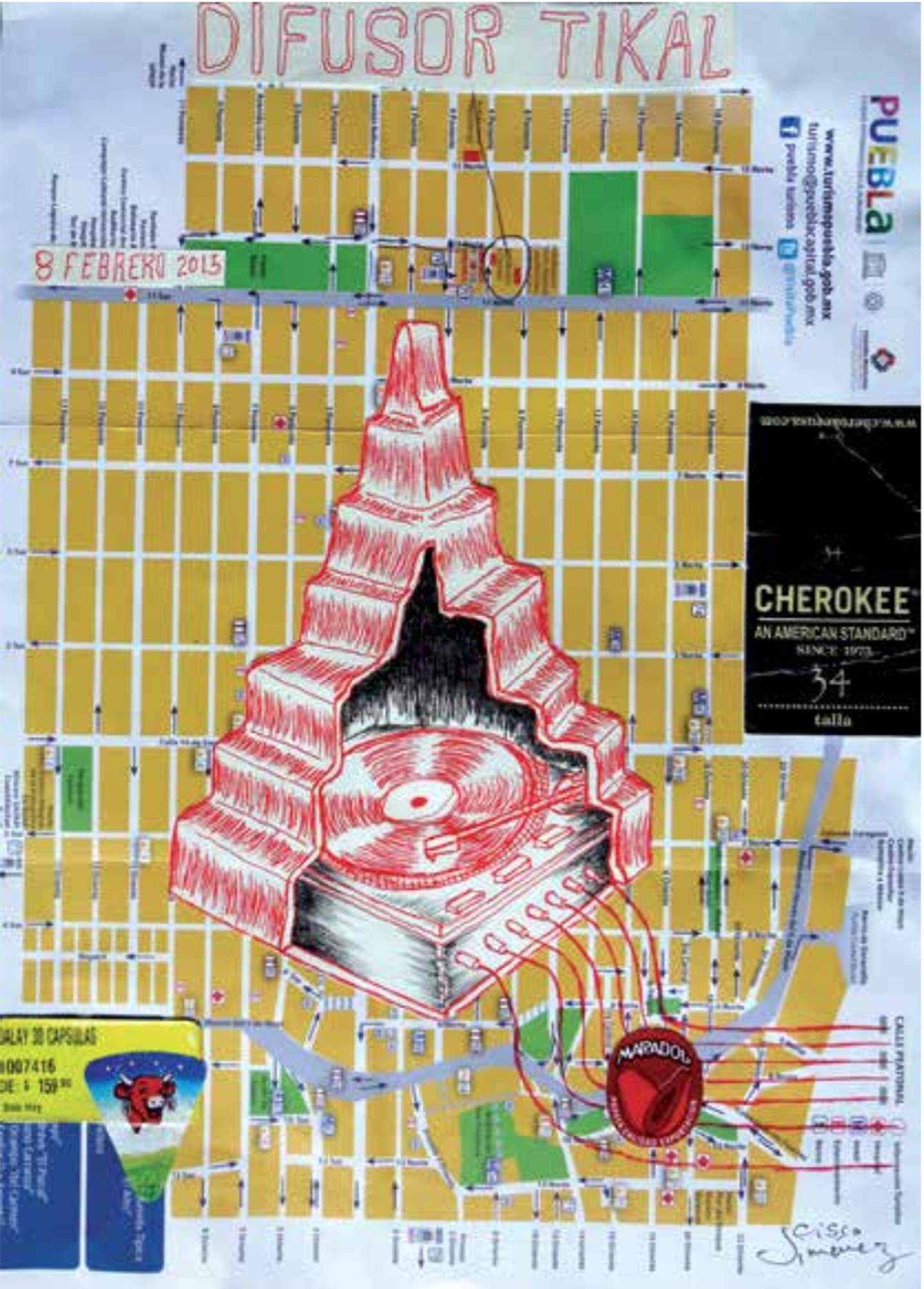 Difusor Tikal, original Abstract Collage Drawing and Illustration by Cisco Jiménez