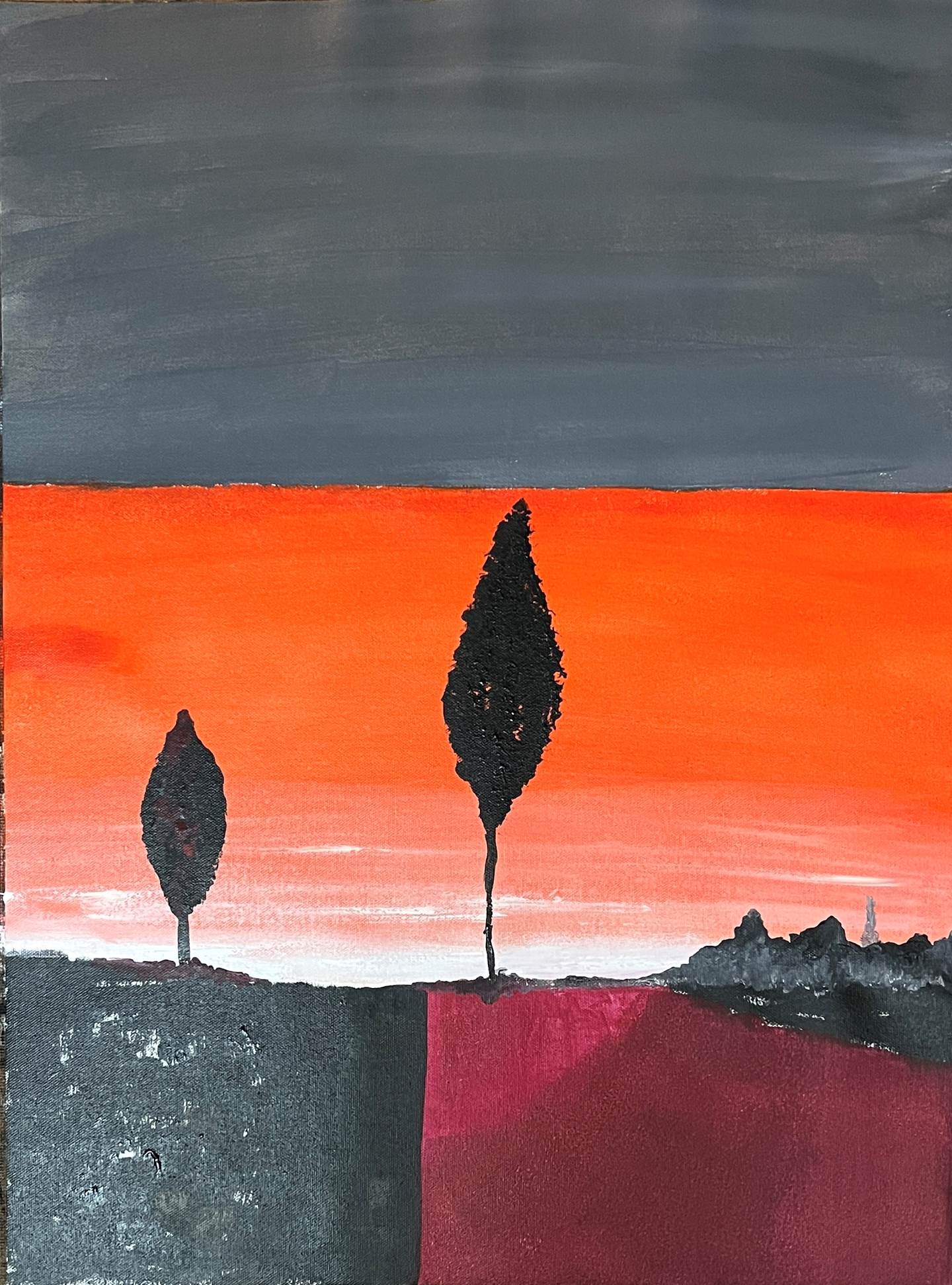 Pôr do sol, original Naturaleza Acrílico Pintura de Fernanda Araújo