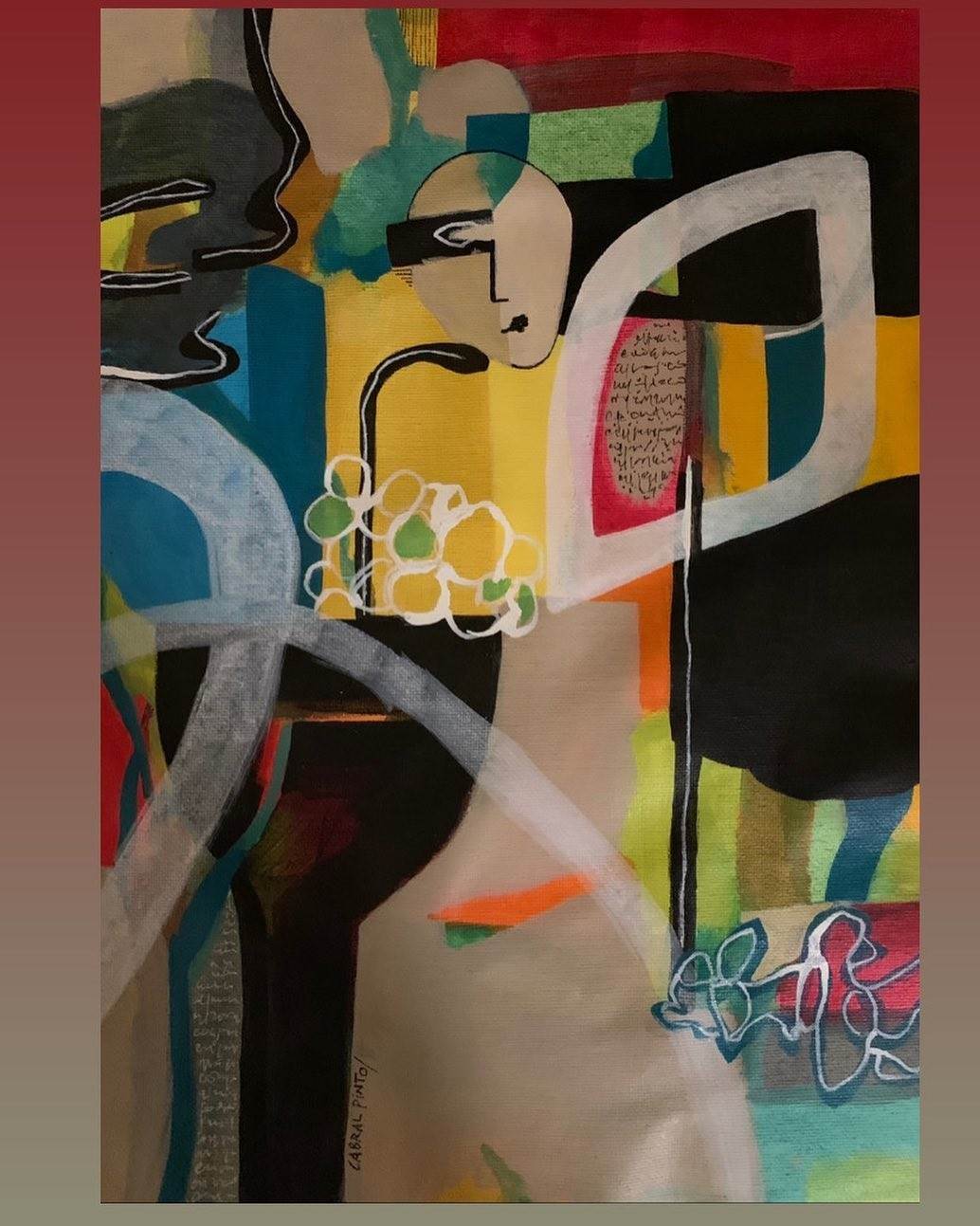 S/Titulo 24, original Abstract Acrylic Painting by Cabral Pinto
