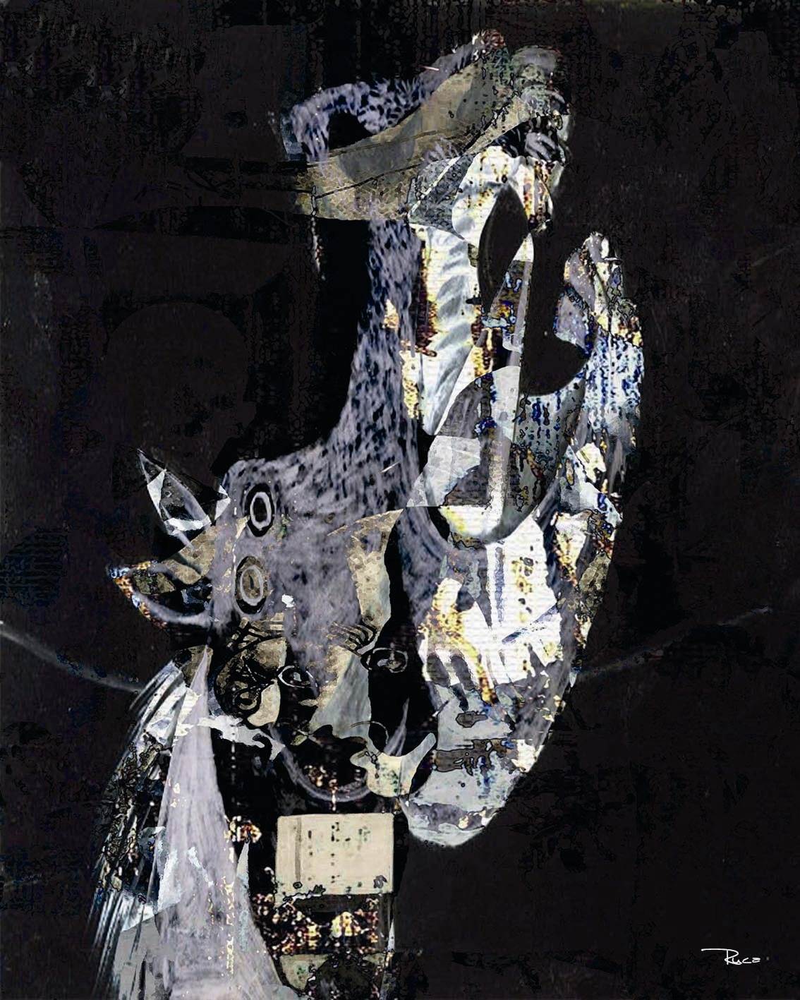 O Cavalo de Picasso, original Abstrait Toile La peinture par Rui Mendes (Ruca)