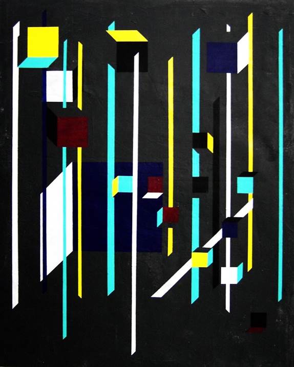Série V, Construção II, original Abstrait Acrylique La peinture par Fátima Teles