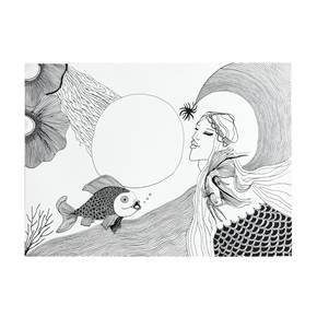 Lua Cheia em Peixes, original Human Figure Paper Drawing and Illustration by Inês  Sousa Cardoso