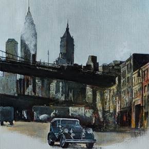 New York 1930s-South Street-Manhattan, Pintura Papel Mulher original por TOMAS CASTAÑO