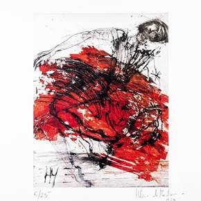 IN RED, original Figure humaine Monotype / Monoprint Dessin et illustration par Helena de Medeiros