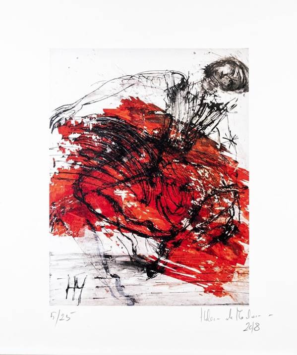 IN RED, original Human Figure Monotype / Monoprint Drawing and Illustration by Helena de Medeiros