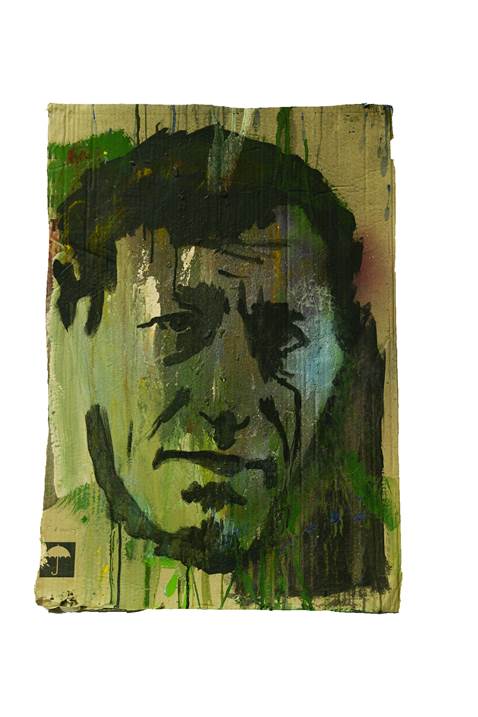 Giacometti, original Retrato Técnica Mixta Pintura de Alexandre Rola