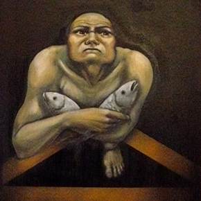 Peixes, original Hombre Petróleo Pintura de Fernando Veloso