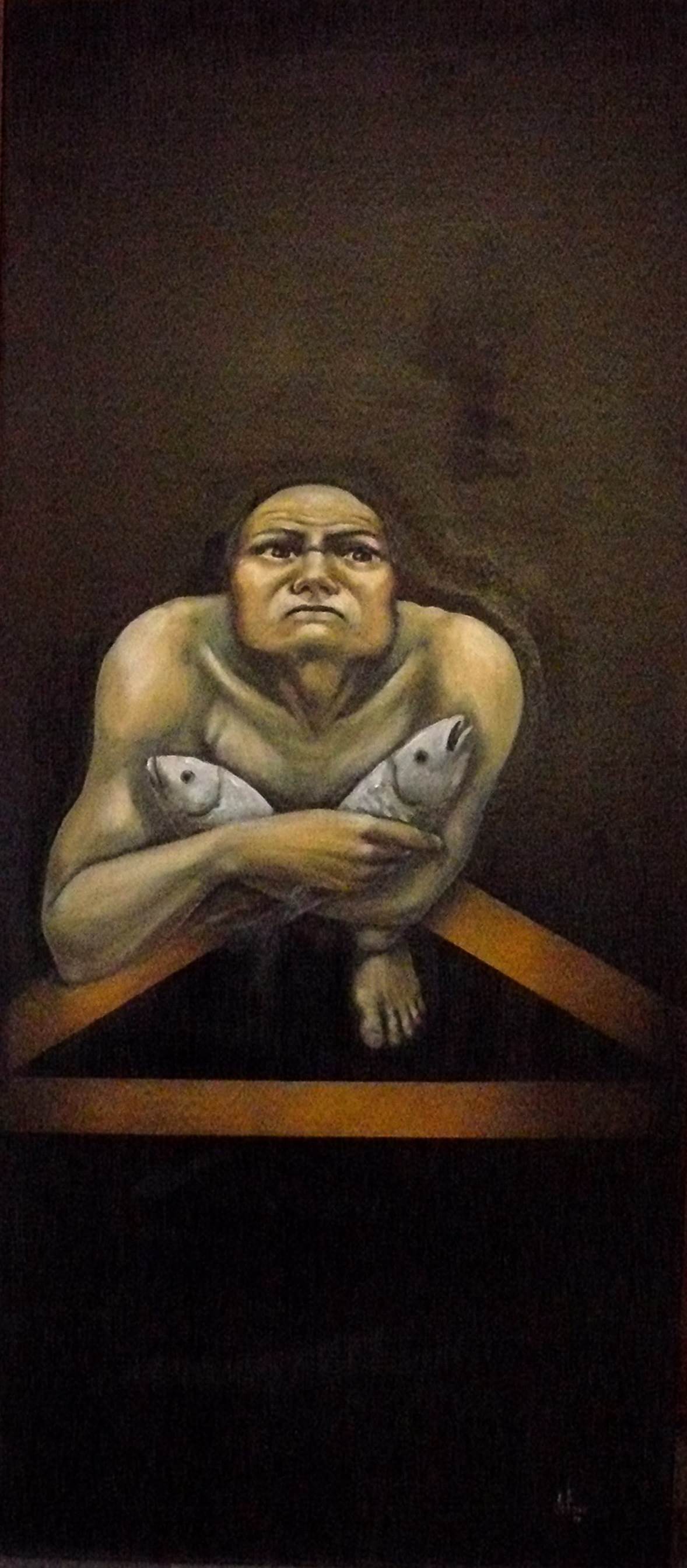 Peixes, original Hombre Petróleo Pintura de Fernando Veloso