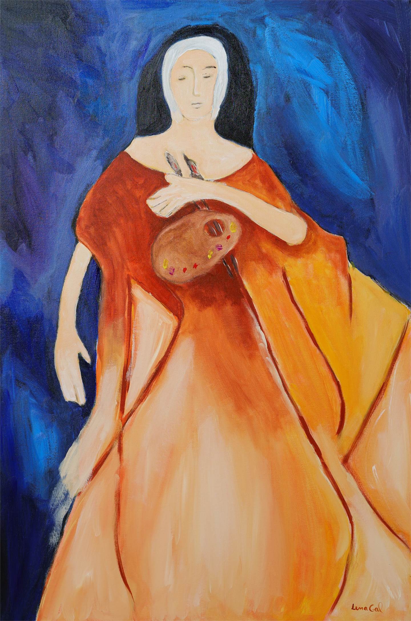 Padroeira das Artes, original Figura humana Acrílico Pintura de Lena Gal