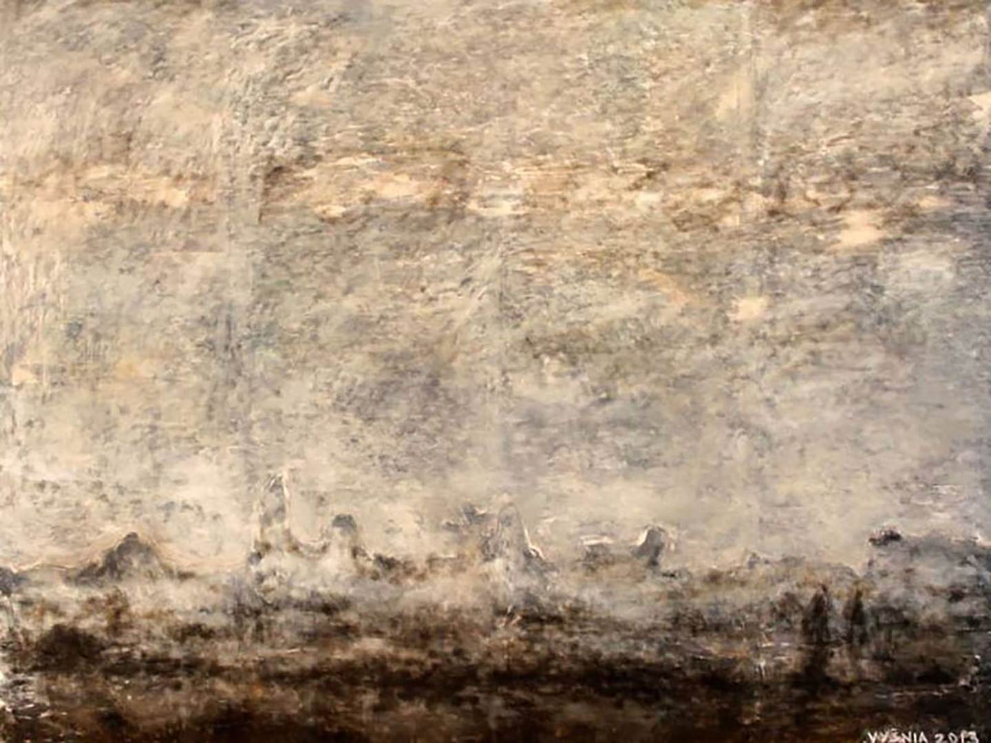 Mists (Dusk), original Abstract Canvas Painting by Ričardas Vyšniauskas
