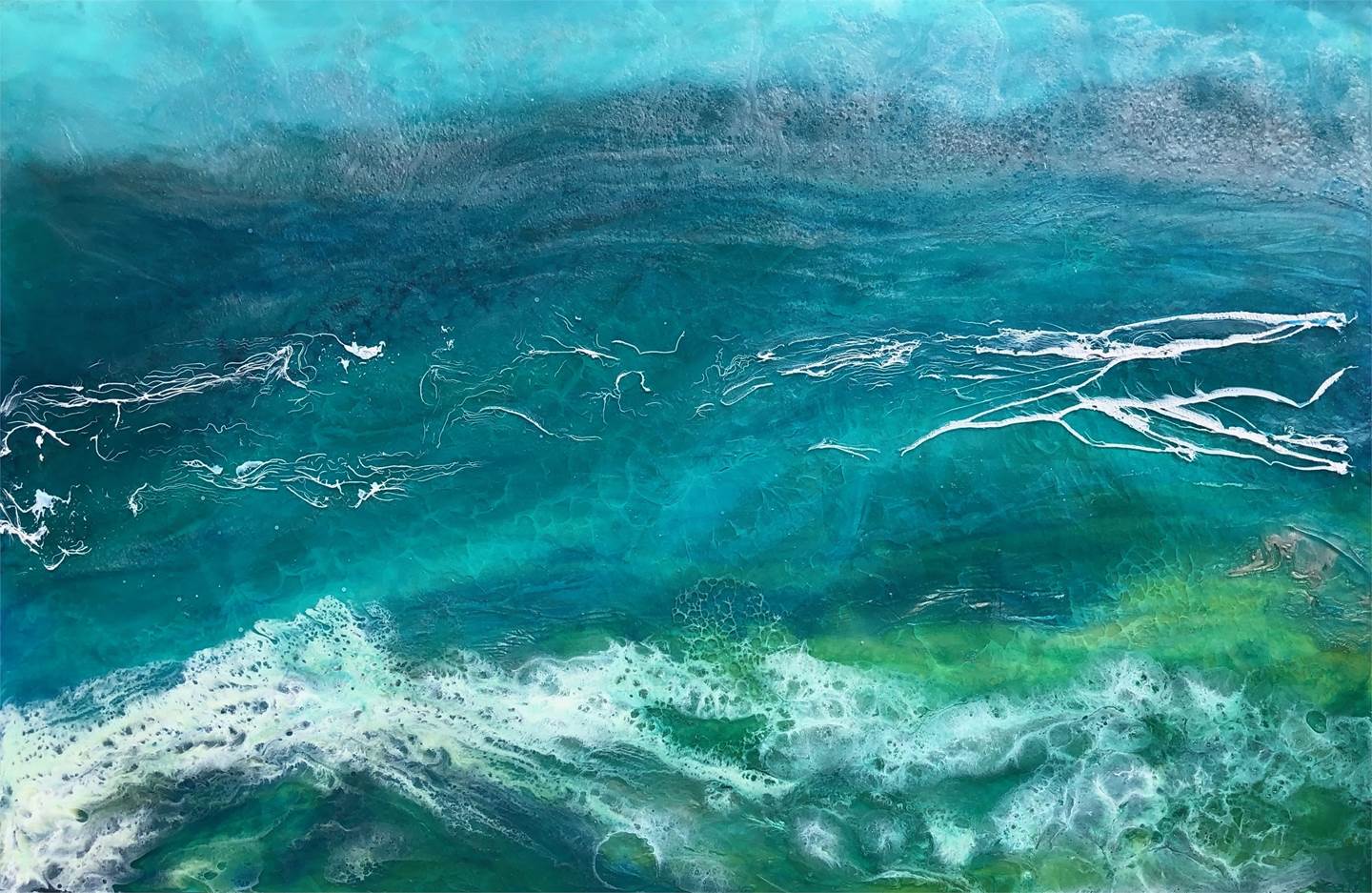 Sea Swells, original Paisaje Técnica Mixta Pintura de Tiffani Buteau