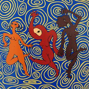 Três mulheres a dançar, original Resumen Acrílico Pintura de Hugo Castilho