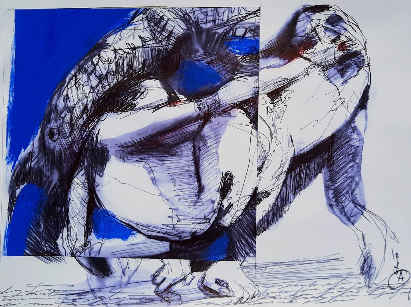 Esta maldita forma de não sair, original Animals Mixed Technique Painting by Tiago  Boino de Azevedo Alves Cutileiro