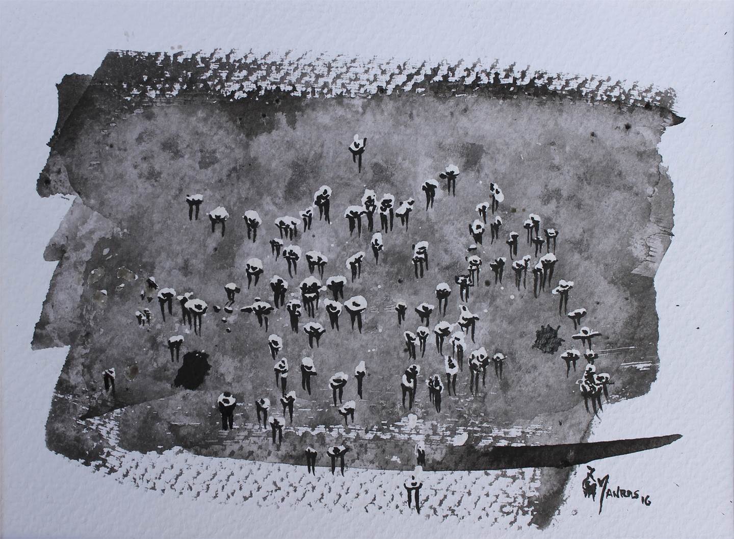 Migrações II, original Pequeño Acuatinta Dibujo e Ilustración de Manecas  Camelo
