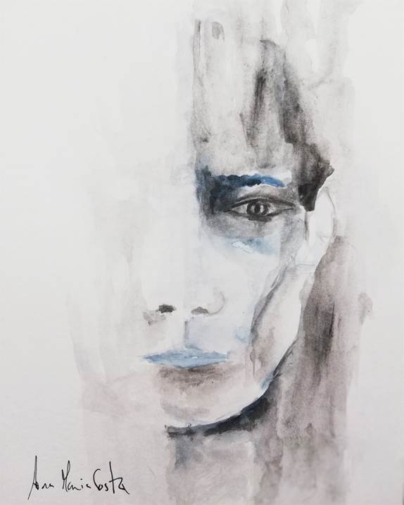 Where's my reality?, original Human Figure Watercolor Painting by Ana Maria Costa