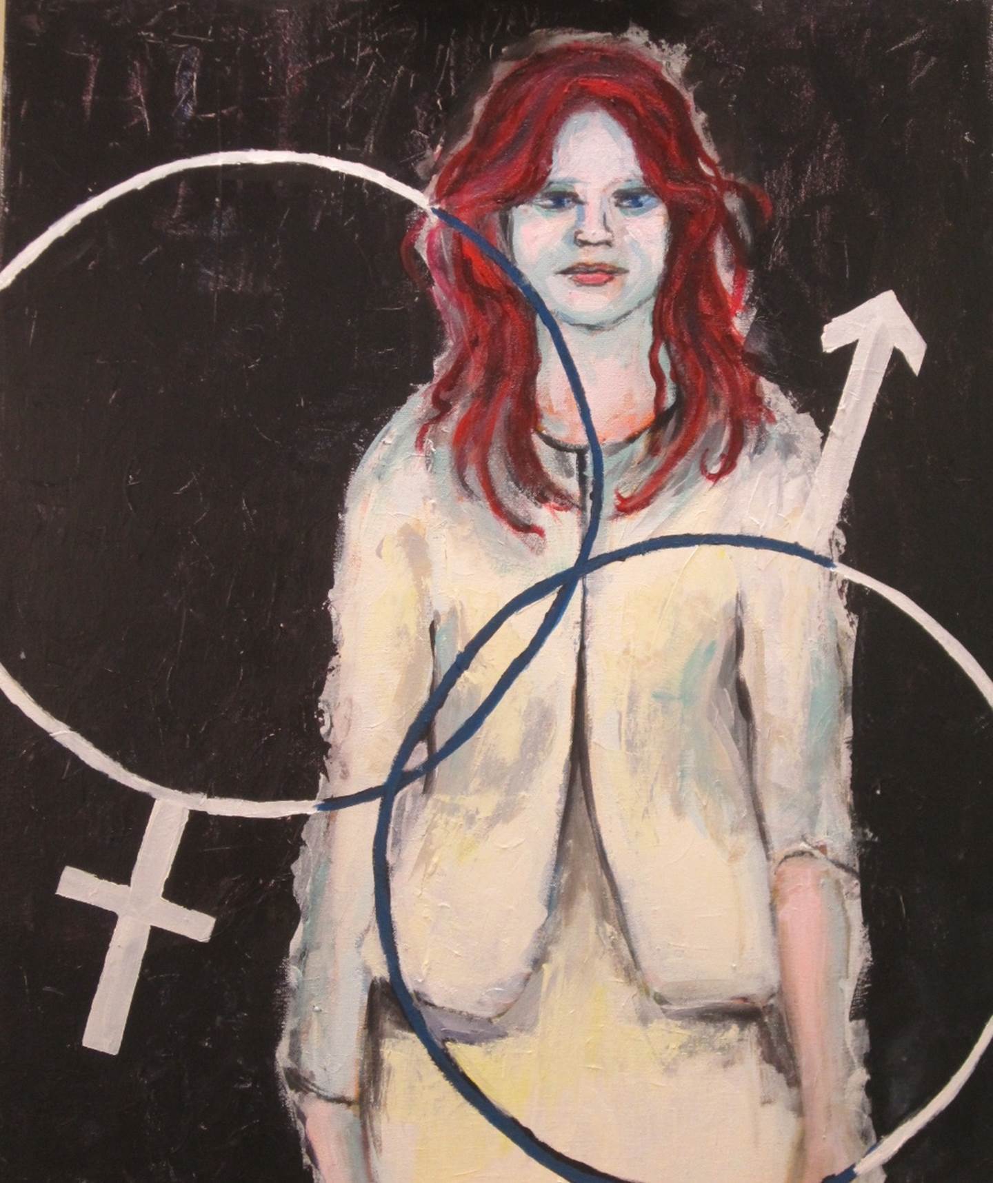Identity Crisis, original Woman Acrylic Painting by Connie Freid