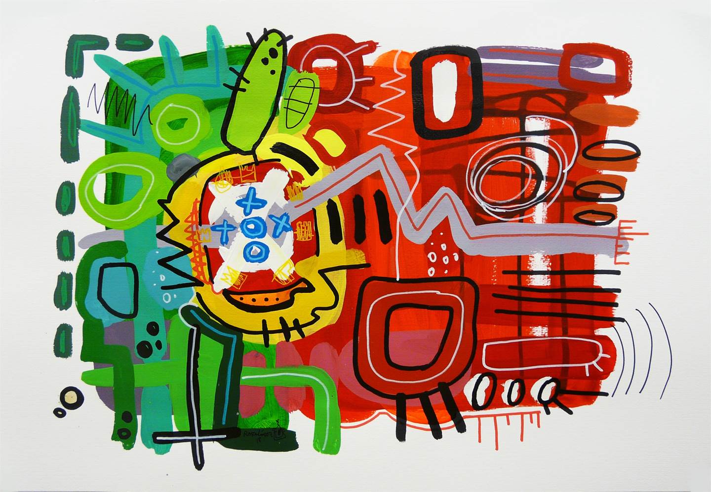 Portuguese homeworks II, original Abstract Mixed Technique Painting by Rafa López
