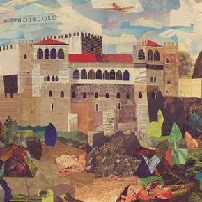 Entre muralhas (Castelo de Leiria), Desenho e Ilustração Tela Arquitetura original por Maria João Faustino