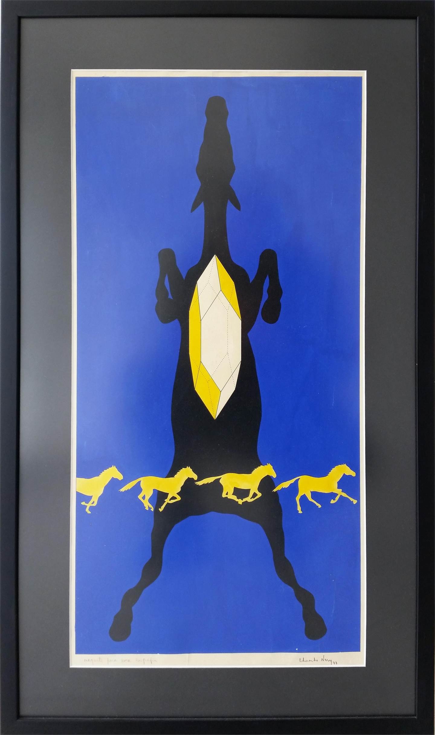 Maquete para serigrafia, original Animals Gouache Painting by Eduardo Nery