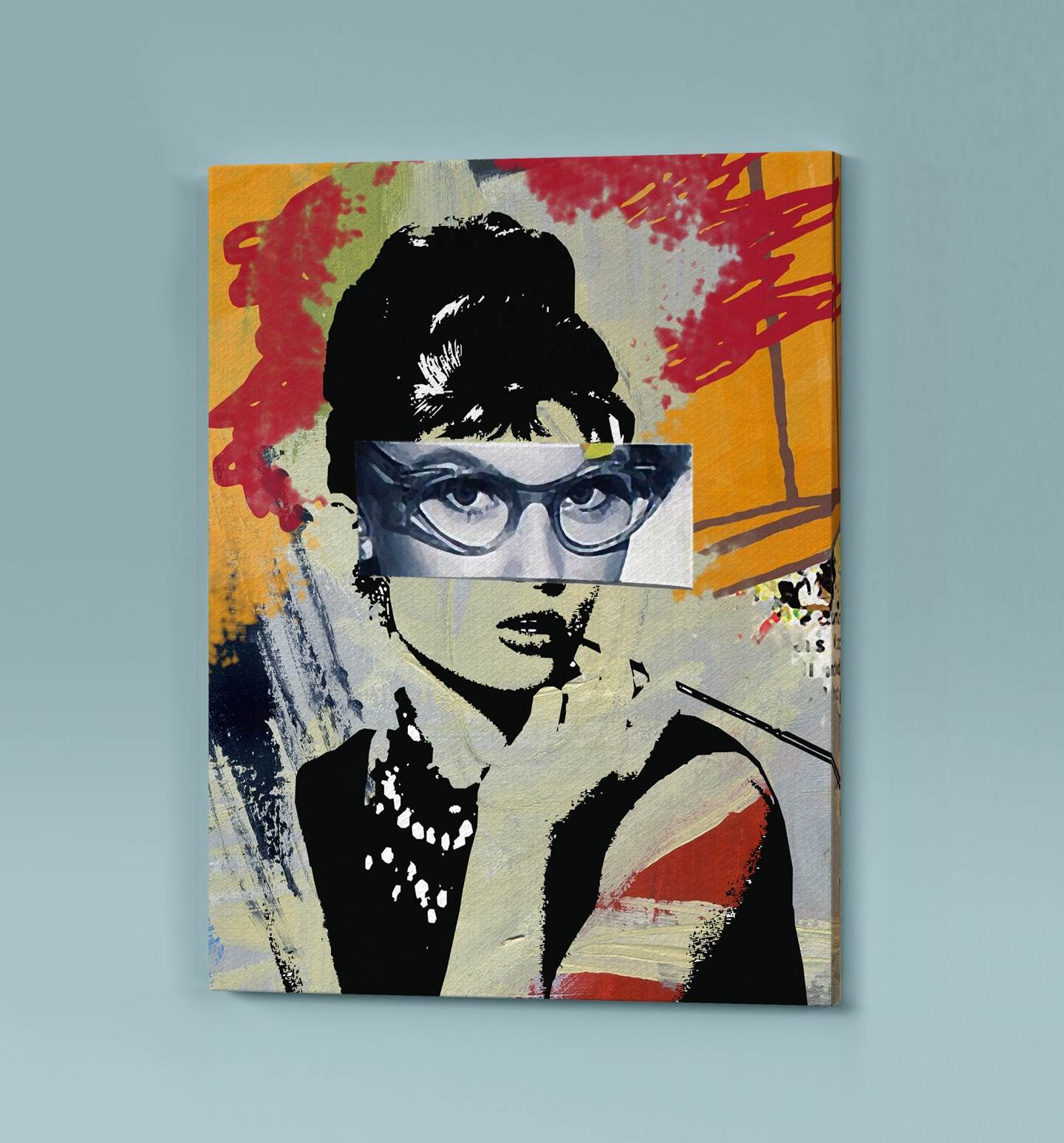 Audrey (tela), original Abstract Collage Drawing and Illustration by Maria João Faustino