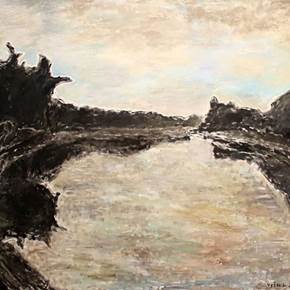 River II, original Resumen Petróleo Pintura de Ričardas Vyšniauskas