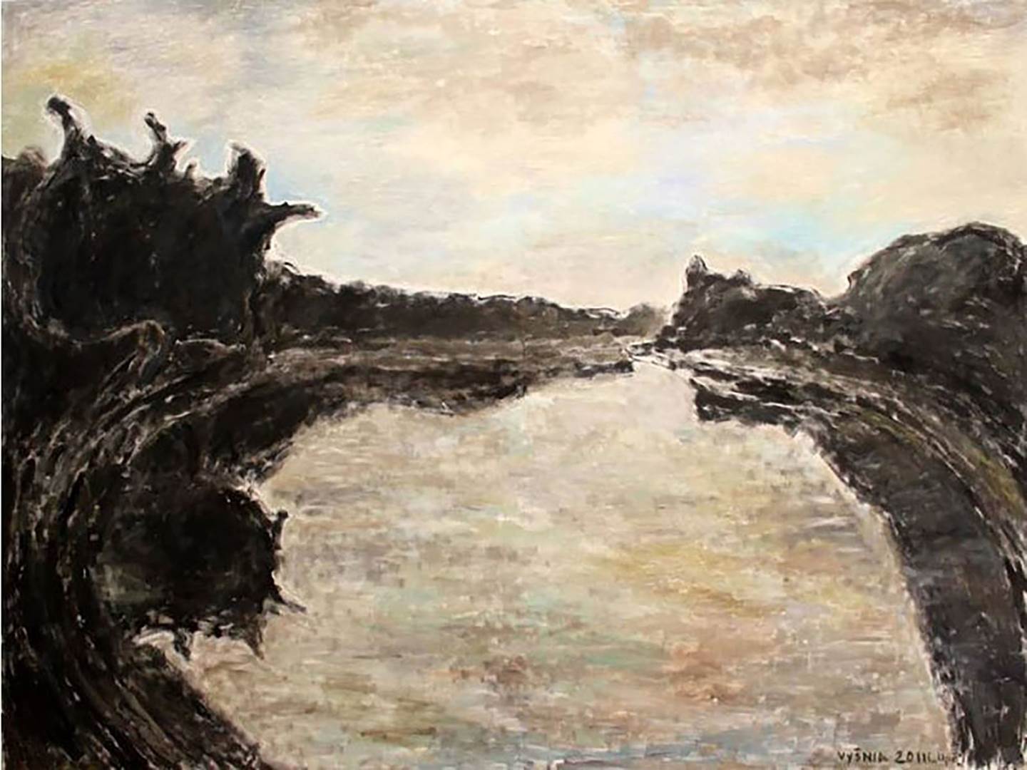 River II, Pintura Óleo Abstrato original por Ričardas Vyšniauskas