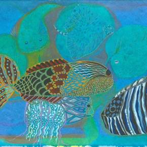 Cat Fish, original Animaux Aquarelle La peinture par Penny Koppe