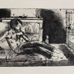 Ele acorda, sobressaltado, original Figure humaine Gravure Dessin et illustration par Flor de Ceres Rabaçal