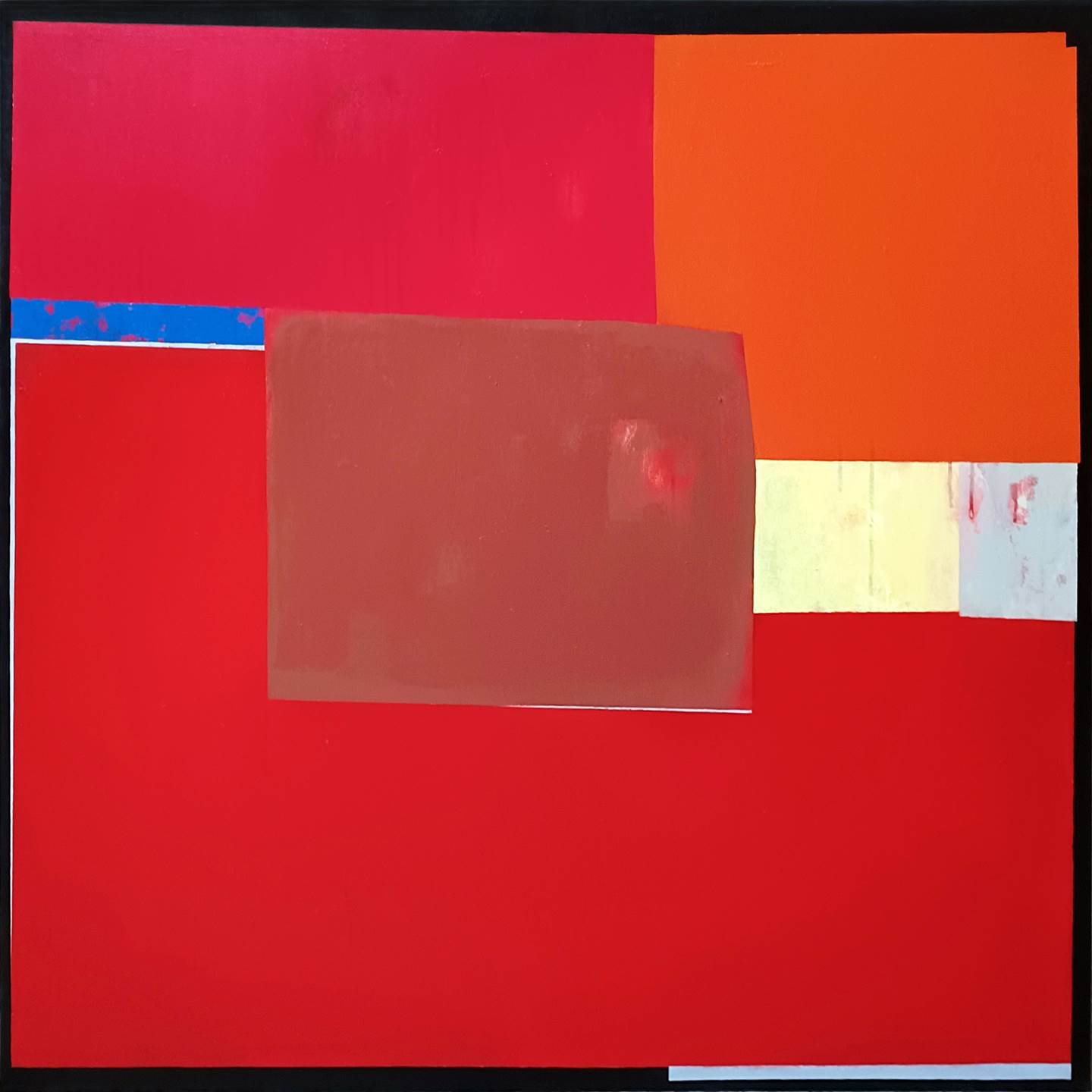 Red composition III , original Portrait Acrylic Painting by Luis Medina
