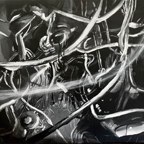 Cables, original Minimaliste Acrylique La peinture par Qiao Xi