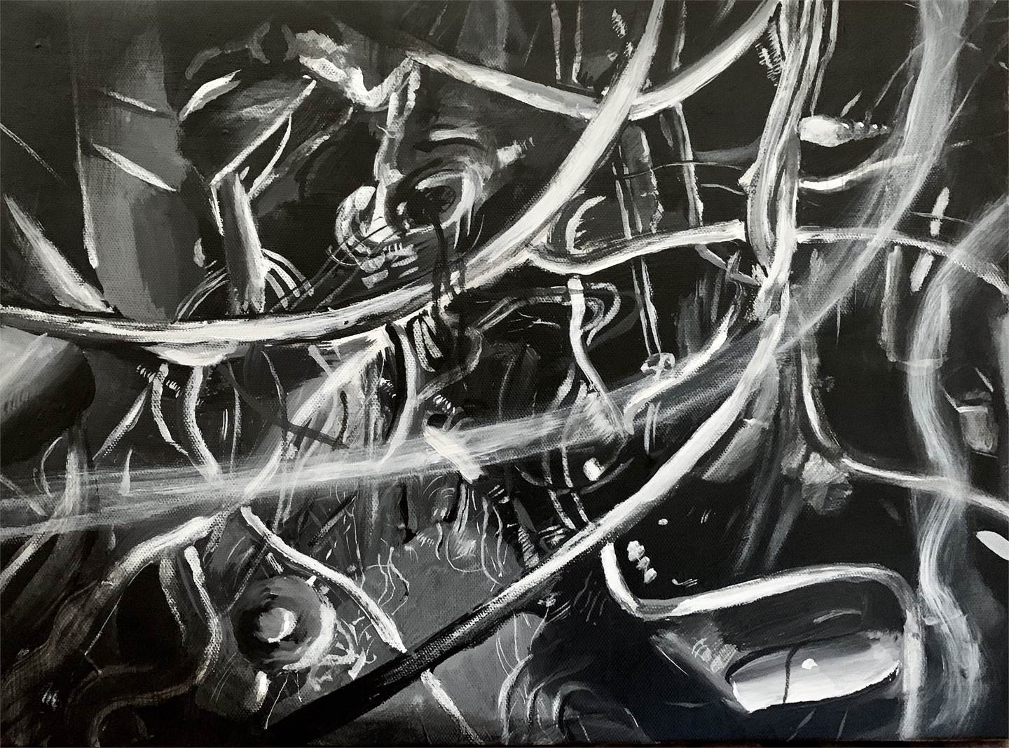 Cables, original Minimalista Acrílico Pintura de Qiao Xi