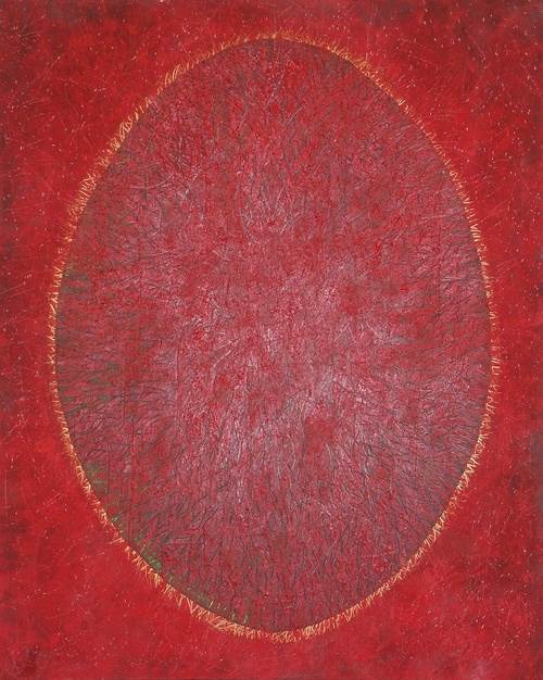 Ovalo en rojo, original Resumen Acrílico Pintura de Beatriz Valiente