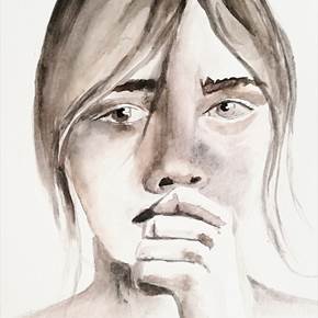 Can you feel what I am feeling?, original Human Figure Watercolor Painting by Ana Maria Costa