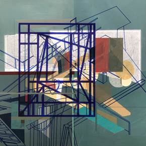“Side Facade II”, original Geometric Acrylic Painting by Pedro Besugo