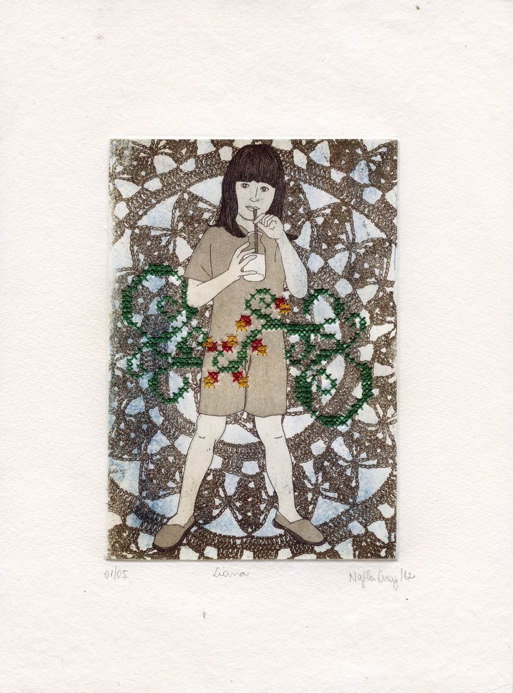 Liana, original Figure humaine Gravure Dessin et illustration par Najla Leroy