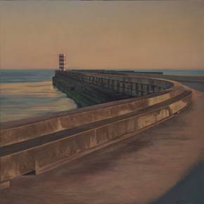 Farolim da Barra do Douro I, original Paysage Pétrole La peinture par Juan Manuel Álvarez Cebrián