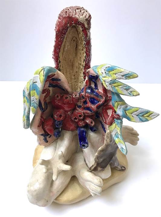 Totem, original Human Figure Ceramic Sculpture by Lorinet Julie
